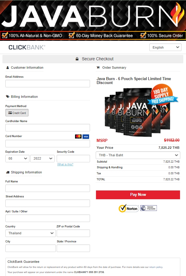 Java Burn Coffee - Secure Order Page